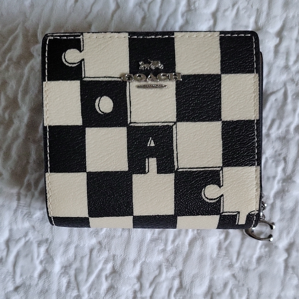 Coach Black and White Checkered Wallet